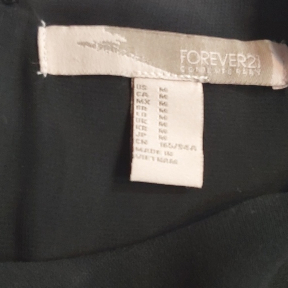 Forever 21 |Elegant Black Chiffon Mini Dress Sleeveless Ruffles Neutral Sz.M - Picture 10 of 11